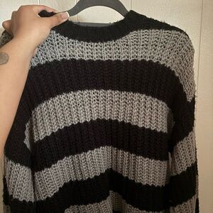 Striped Black and Gray Women's Sweater